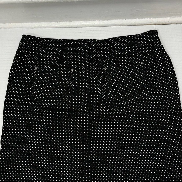 Sabrina Lauren Mini Skirt Black White Polka Dot Stretch Pocket Preppy Classic - Picture 6 of 14